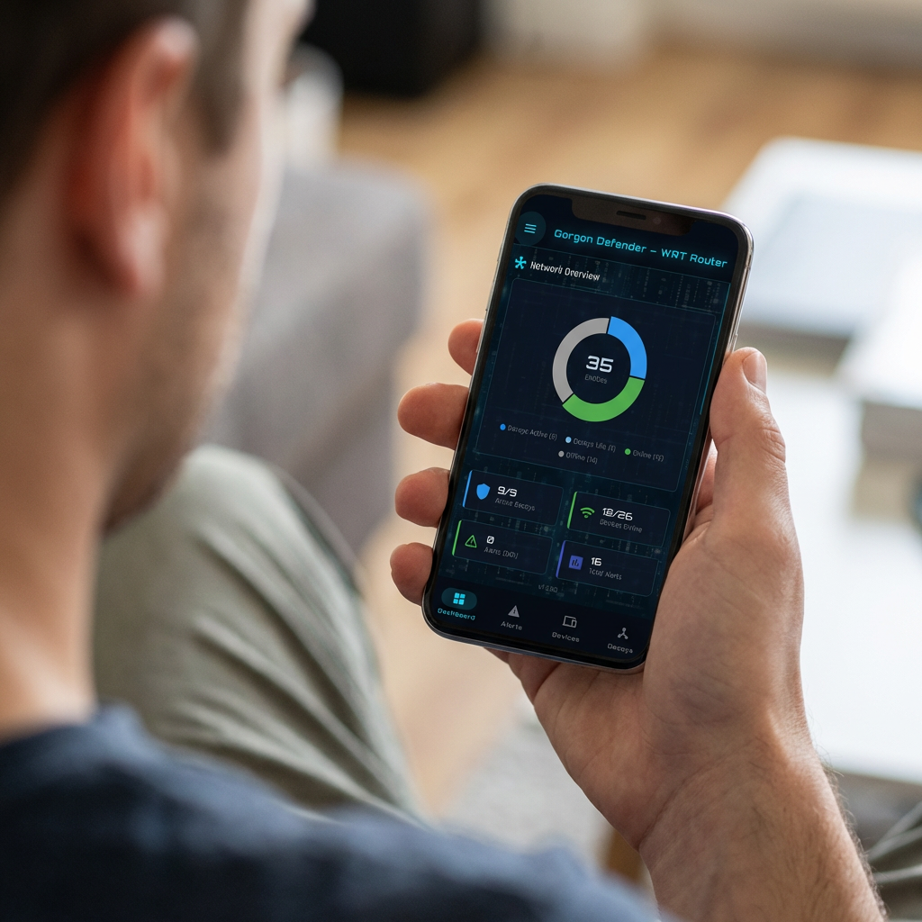 Gorgon Defender companion app showing network security alerts