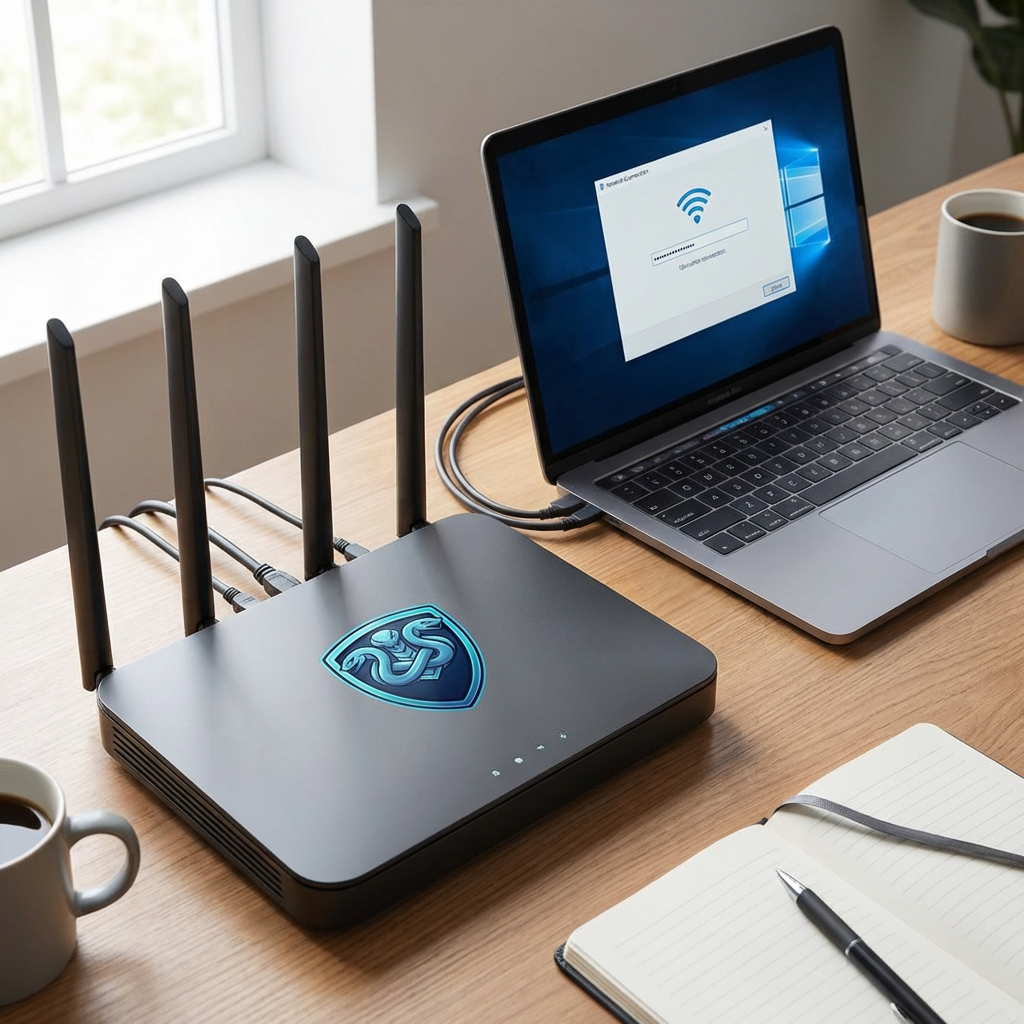 Gorgon Defender branded router providing network security